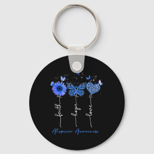 Alopecia Awareness Faith Hope Love Leopard Sunflow Key Ring