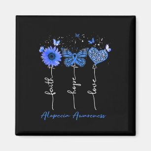 Alopecia Awareness Faith Hope Love Leopard Sunflow Magnet