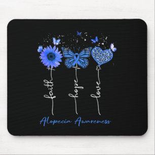 Alopecia Awareness Faith Hope Love Leopard Sunflow Mouse Mat