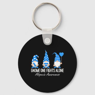 Alopecia Awareness Gnomes I Wear Blue Ribbon Suppo Key Ring