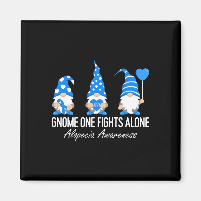 Alopecia Awareness Gnomes I Wear Blue Ribbon Suppo Magnet (Front)