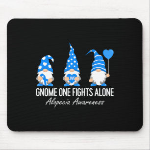 Alopecia Awareness Gnomes I Wear Blue Ribbon Suppo Mouse Mat