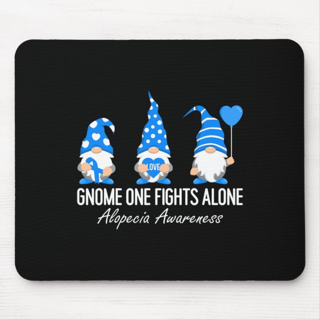 Alopecia Awareness Gnomes I Wear Blue Ribbon Suppo Mouse Mat (Front)