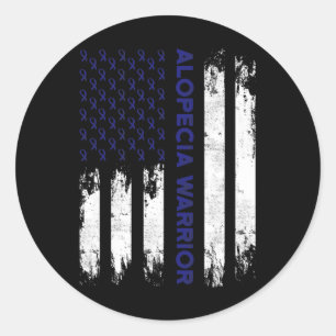 Alopecia Awareness Hair Loss Warrior Flag Tool Sur Classic Round Sticker