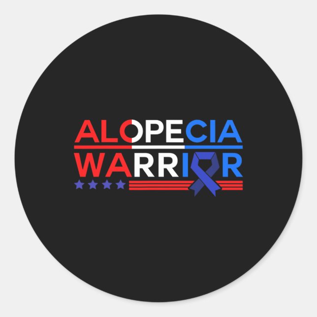 Alopecia Awareness Hair Loss Warrior Nutrition Sur Classic Round Sticker (Front)