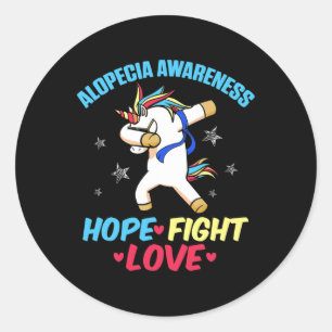 Alopecia Awareness Hair Loss Warrior Strength Surv Classic Round Sticker