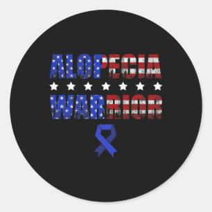 Alopecia Awareness Hair Loss Warrior Treating Surv Classic Round Sticker
