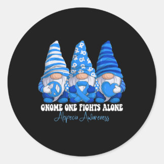 Alopecia Awareness Month Blue Ribbon Gnomies Suppo Classic Round Sticker