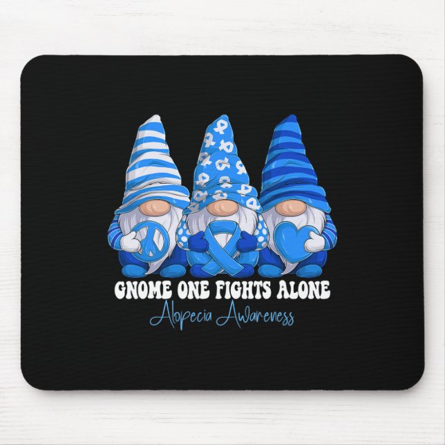 Alopecia Awareness Month Blue Ribbon Gnomies Suppo Mouse Mat (Front)