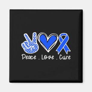 Alopecia Awareness Month Blue Ribbon Peace Love Cu Magnet