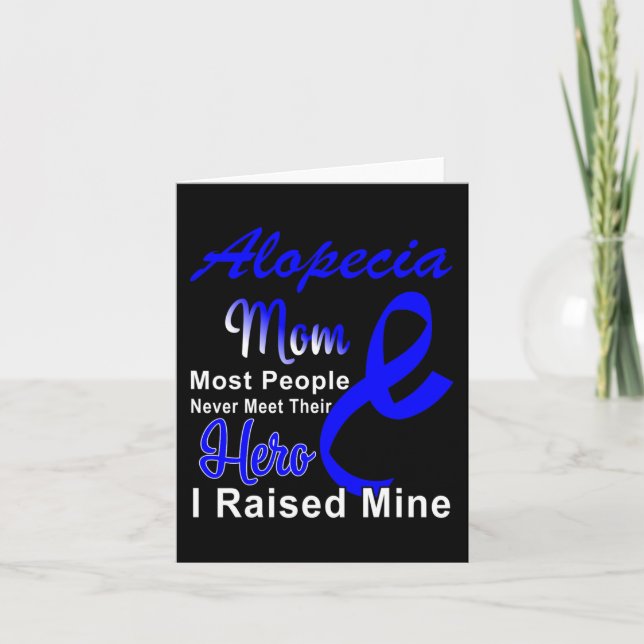 Alopecia Awareness Mum Mother Support Blue Ribbon  Card (Front)