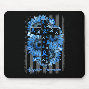Alopecia Awareness Sunflower American Flag Mouse Mat