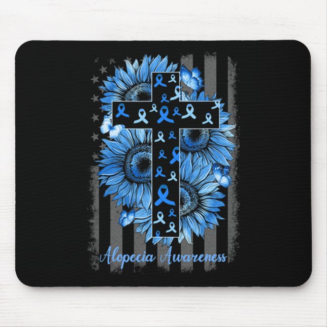 Alopecia Awareness Sunflower American Flag  Mouse Mat (Front)