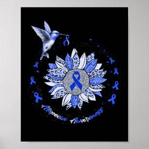 Alopecia Awareness Sunflower Hummingbird Ribbon  Poster