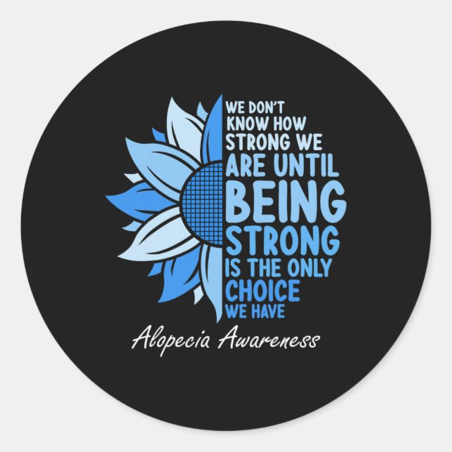Alopecia Awareness Sunflower I Wear Blue Ribbon Su Classic Round Sticker (Front)