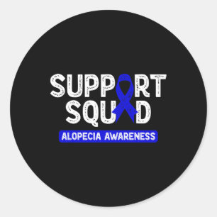 Alopecia Awareness Support Squad Blue Family Warri Classic Round Sticker