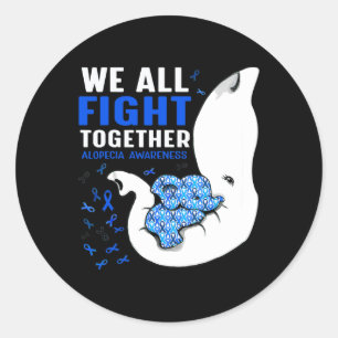 Alopecia Awareness We All Fight Together Elephant Classic Round Sticker