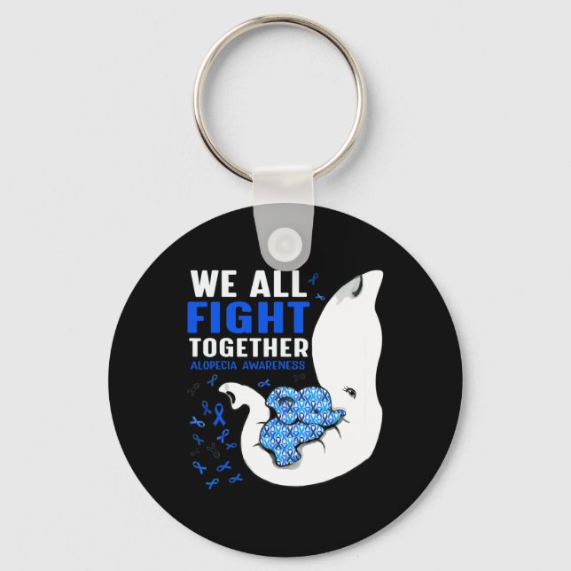 Alopecia Awareness We All Fight Together Elephant  Key Ring (Front)