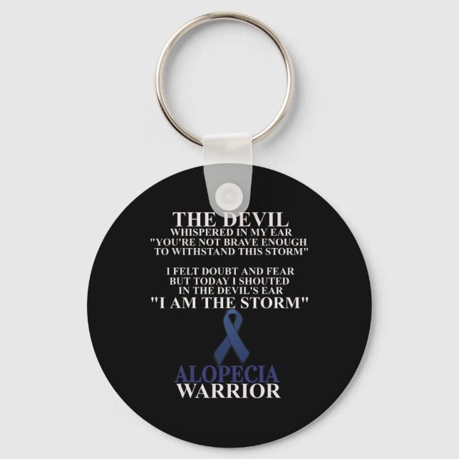 Alopecia Ribbon Warrior Disease Awareness Faith  Key Ring (Front)