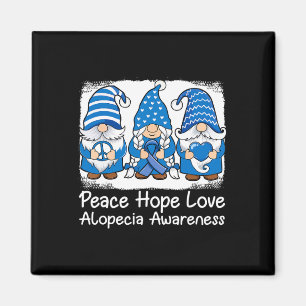 Alopecia Support Gnomes With Ribbon Blue Magnet