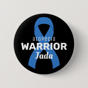 Alopecia Warrior Ribbon Black Button