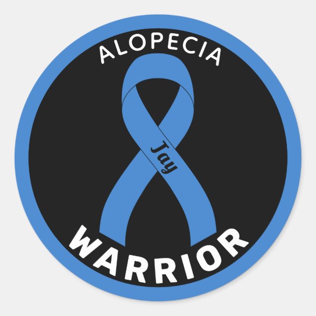 Alopecia Warrior Ribbon Black Round Sticker (Front)
