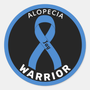 Alopecia Warrior Ribbon Black Round Sticker