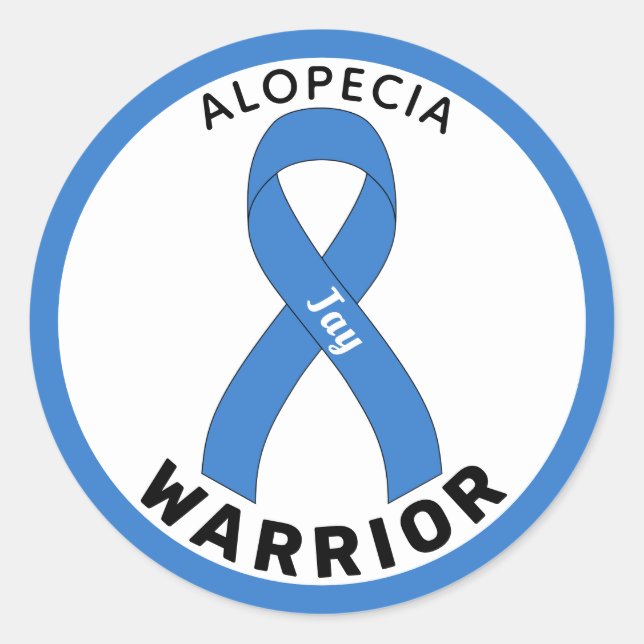 Alopecia Warrior Ribbon White Round Sticker (Front)