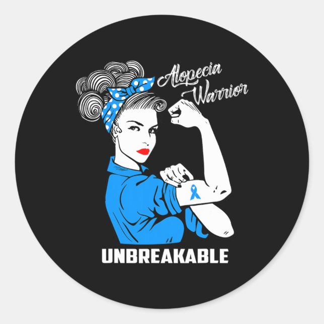 Alopecia Warrior Unbreakable  Alopecia Awareness G Classic Round Sticker (Front)