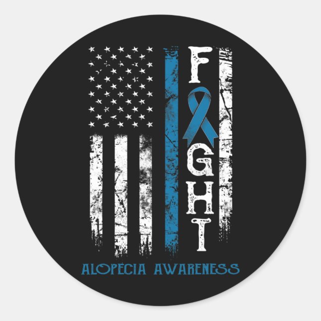 Alopecia Warrior US Flag 1 Classic Round Sticker (Front)
