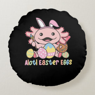 Alotl Easter Eggs Axolotl Easter With Pun Round Cushion