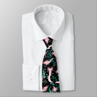 Alotta Pink Axolotls on Black Neck Tie