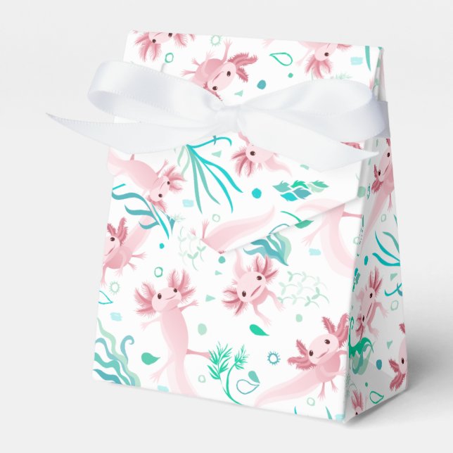 Alotta Pink Axolotls on White Favour Box (Front Side)