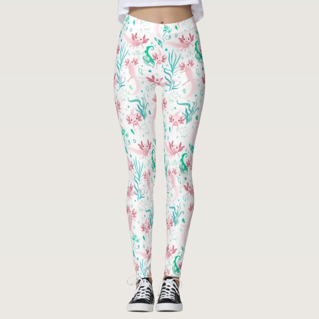 Alotta Pink Axolotls White Leggings (Front)