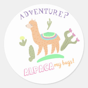 Alpaca Adventure My Bags Classic Round Sticker