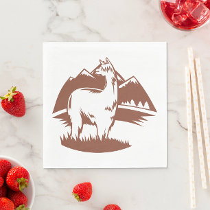 Alpaca And Mountains Napkin