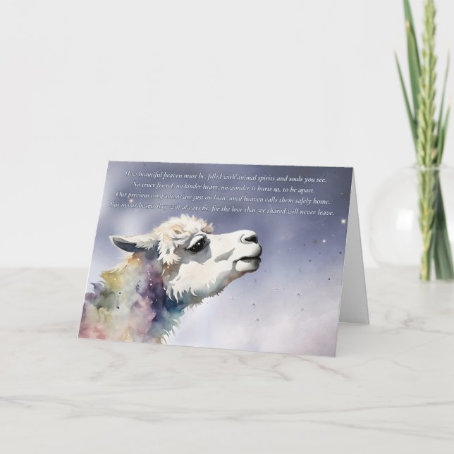 Alpaca Animal Sympathy Loss Memorial Card (Front)