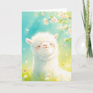 Alpaca Basking in the Floral Blooms Card