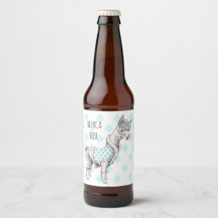 Alpaca Beer Bottle Label (4" x 3.5")