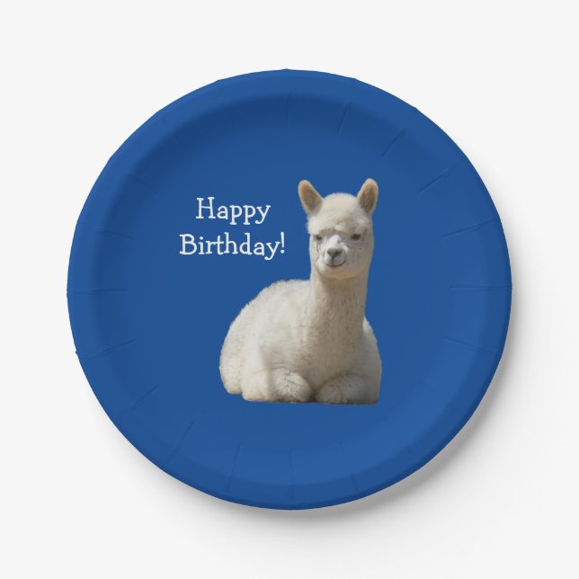 Alpaca Birthday 7 Inch Paper Plate (Front)