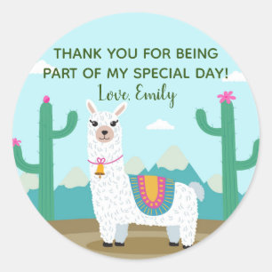 Alpaca birthday baby shower gift favour label