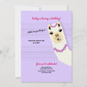 Alpaca Birthday Party Invitation