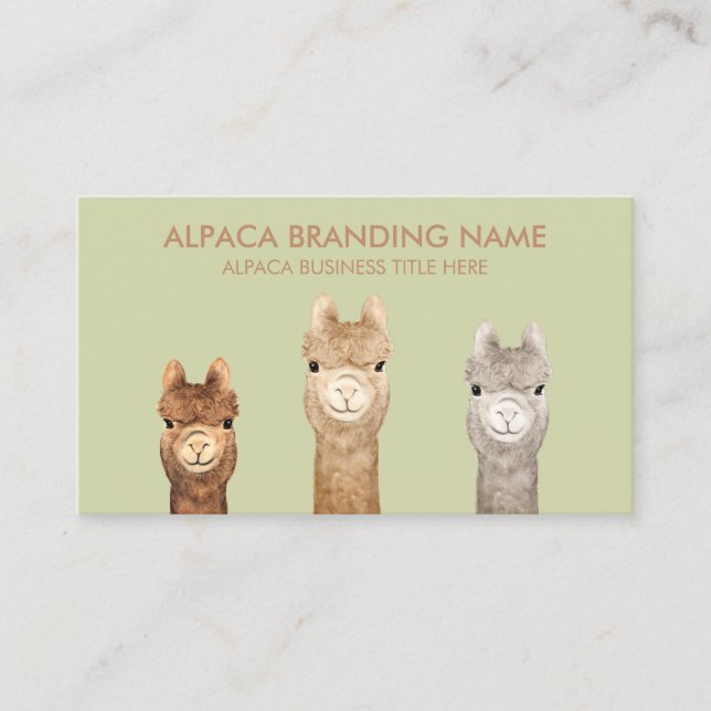 Alpaca Breeding Farm Business Card (Front)