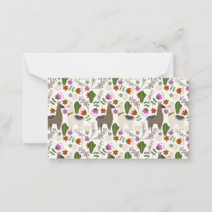 Alpaca Cactus Floral Pattern Animal Lover Card