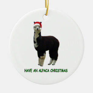 Alpaca Christmas Ceramic Tree Decoration