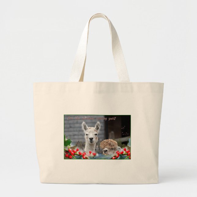 Alpaca Christmas Large Tote Bag (Front)