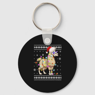 Alpaca Christmas Lights Ugly Xmas Sweater Santa Ha Key Ring