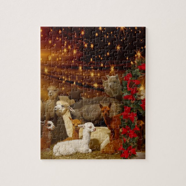 Alpaca Christmas Puzzle with Gift Box (Vertical)