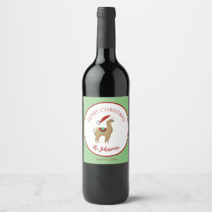 Alpaca Christmas Wine Bottle Label