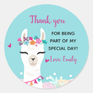 Alpaca face birthday baby shower gift favour label